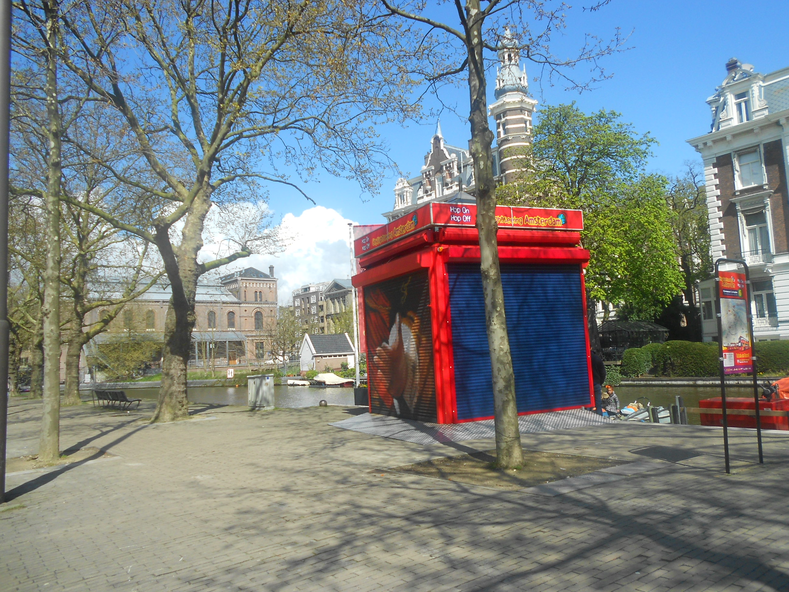 Ticket kiosk of the  hop on hop off bus in Amsterdam avoid using this bus 