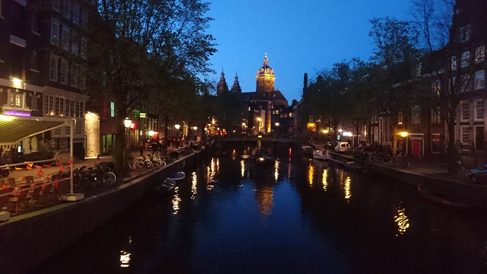 Night time in Amsterdam on Kings Day