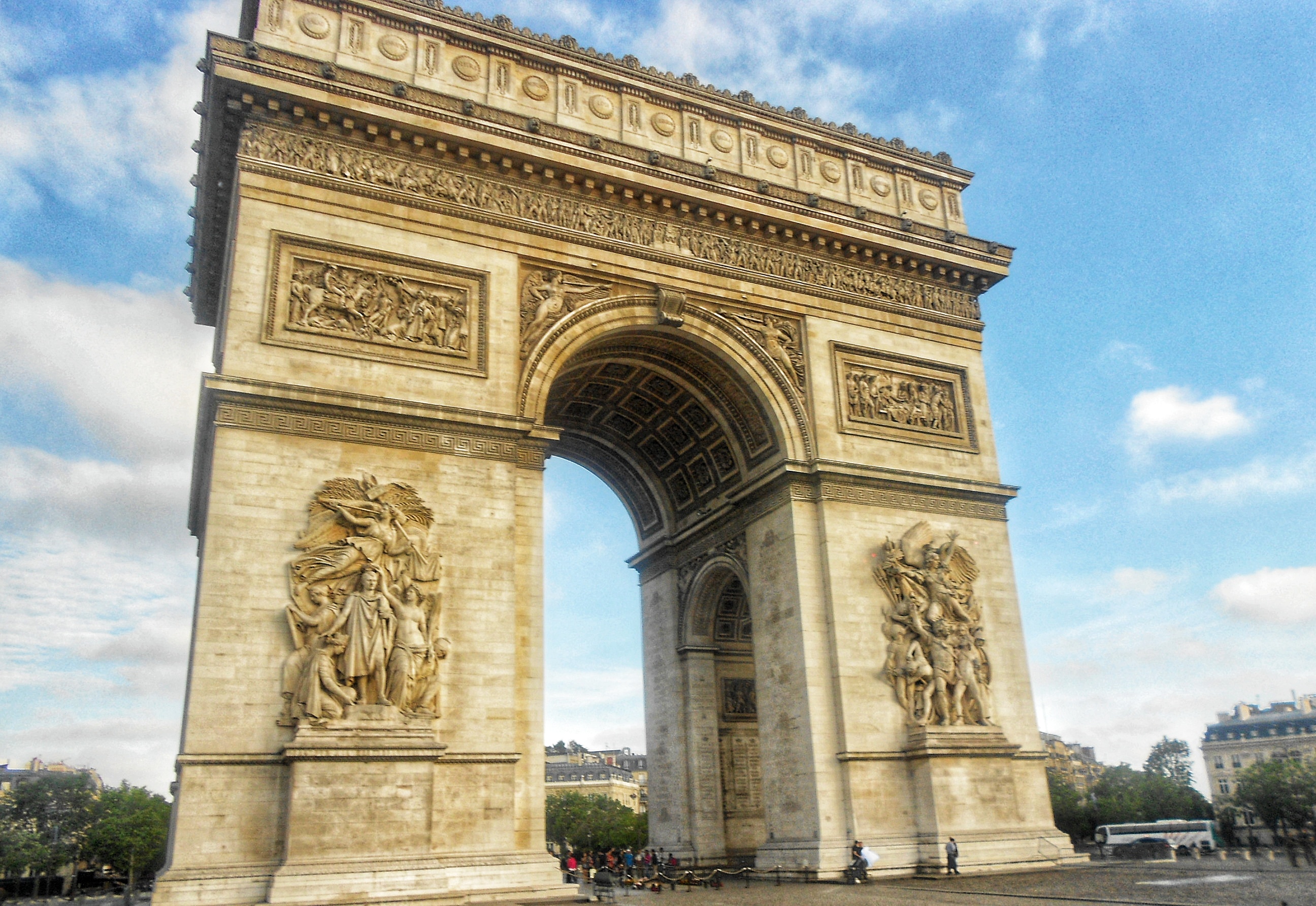 The Arch Of Victory in Paris taken from the window of a bus
